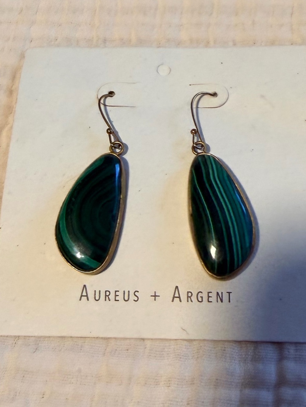 Banana Republic Green Striped Teardrop Earrings never used.
